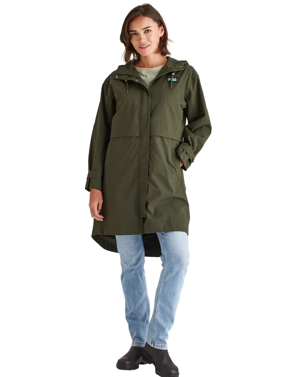 Deep Forest Coloured Ridgeline Womens Blakeney Parka on white background 