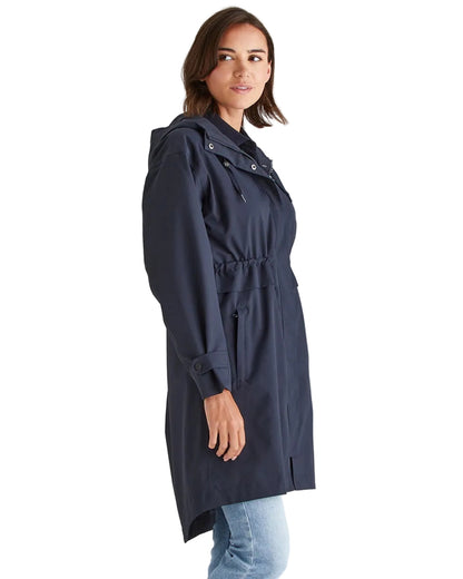 Navy Coloured Ridgeline Womens Blakeney Parka on white background 
