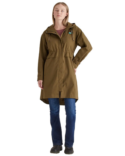 Teak Coloured Ridgeline Womens Blakeney Parka on white background 