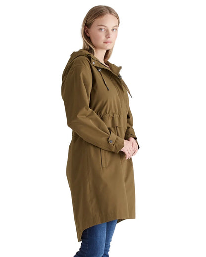 Teak Coloured Ridgeline Womens Blakeney Parka on white background 