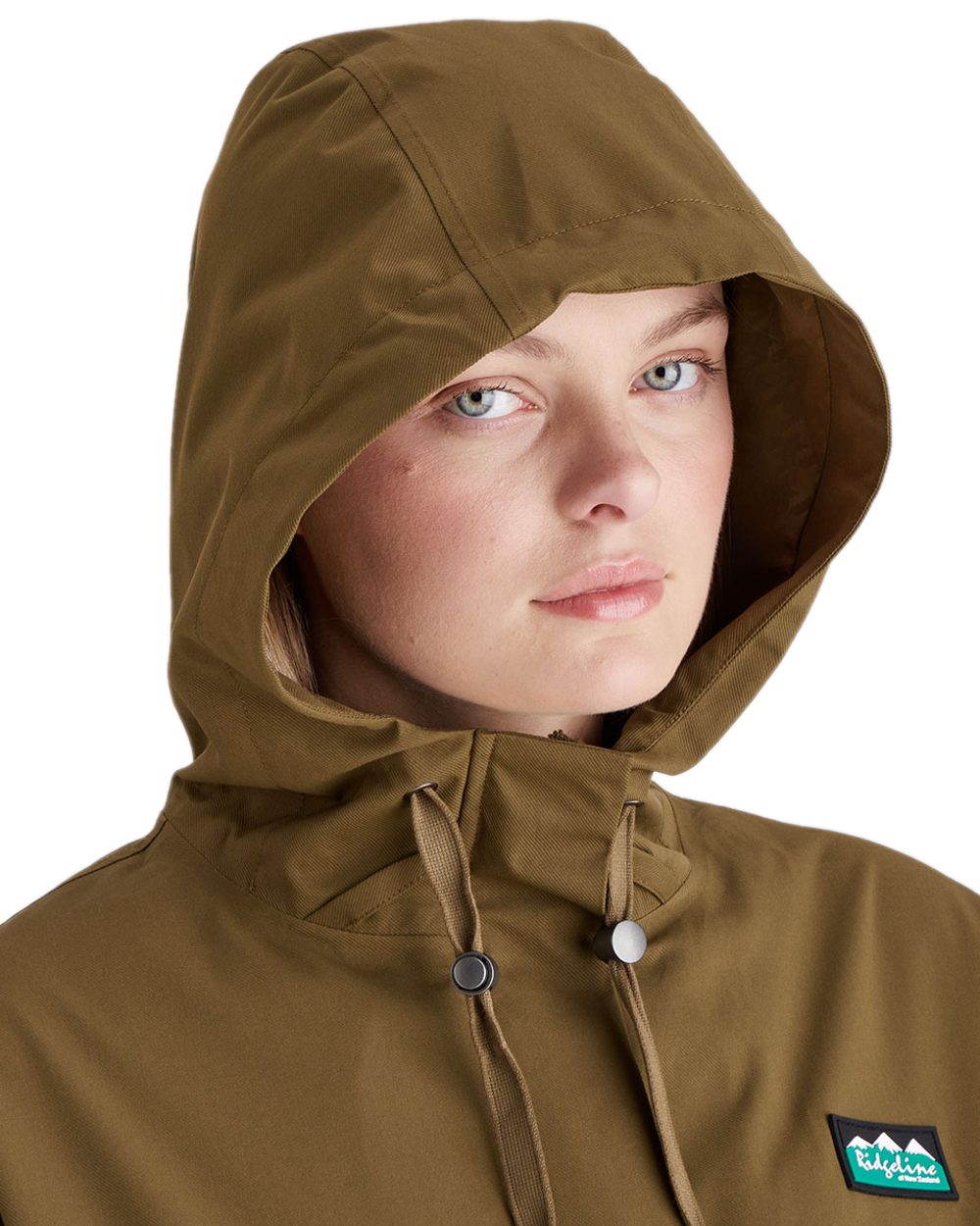 Teak Coloured Ridgeline Womens Blakeney Parka on white background 