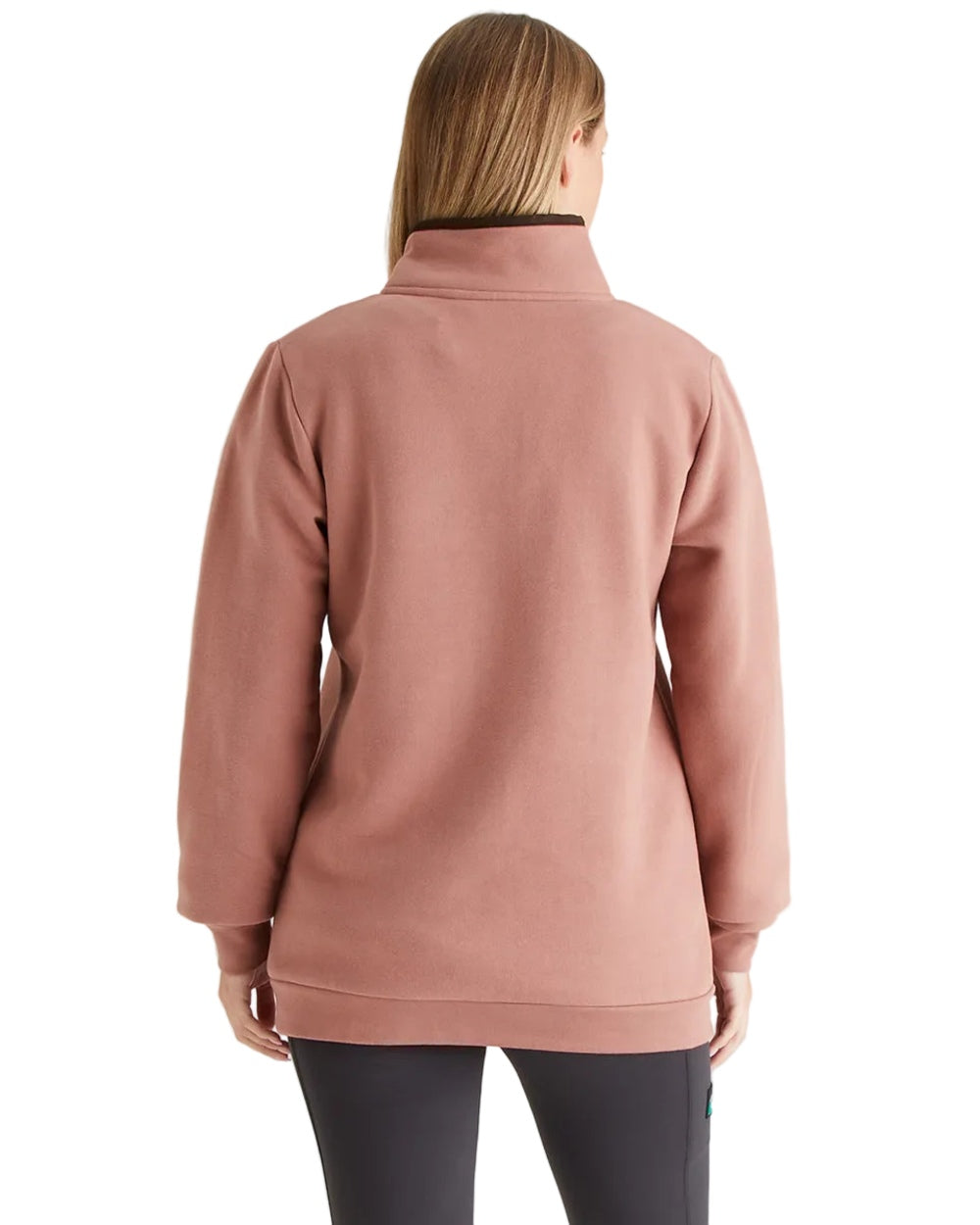 Dusky Pink Coloured Ridgeline Womens Brancaster Quarter Zip Top on white background 