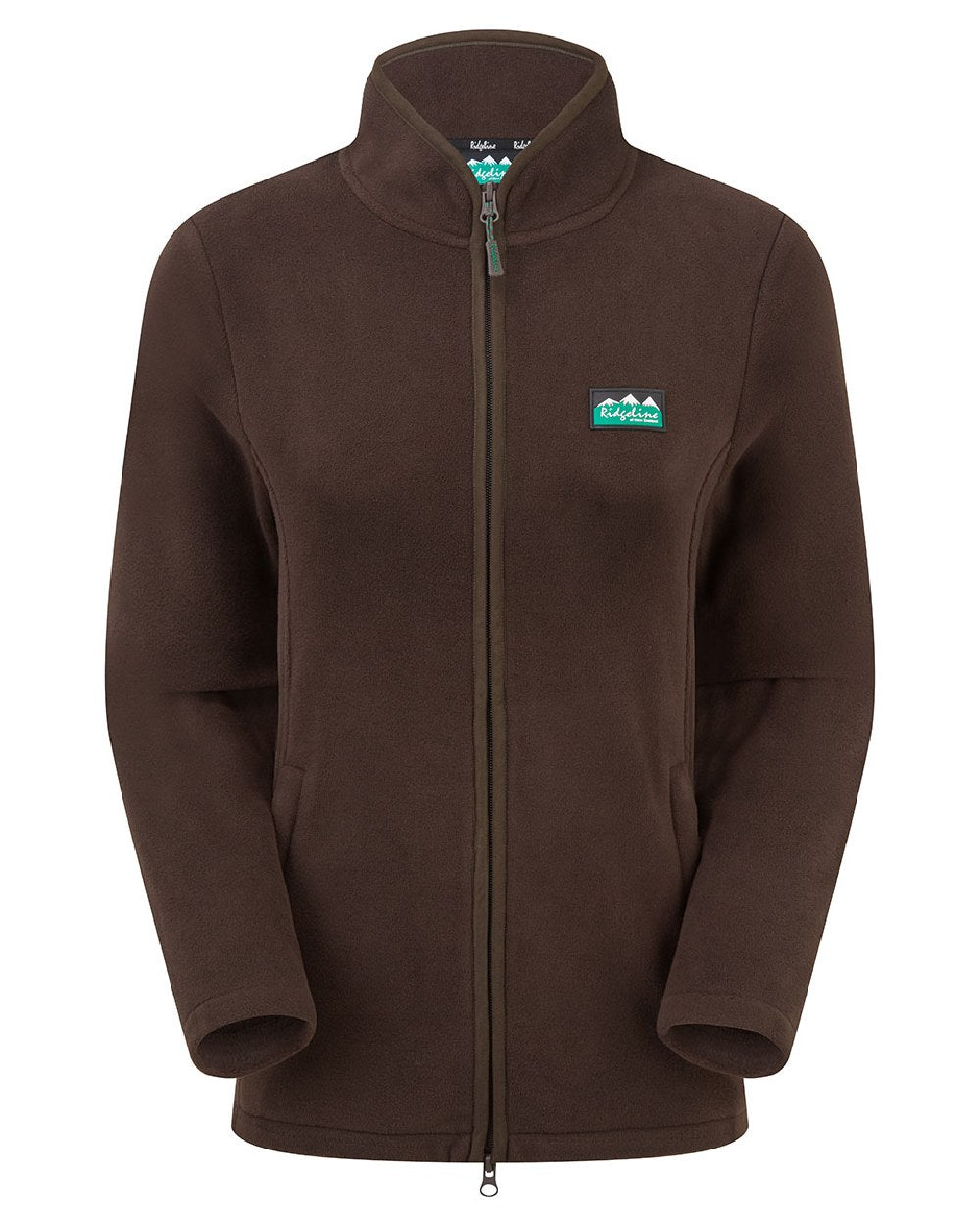 Deep Bark coloured Ridgeline Womens Brenna Fleece Jacket on white 