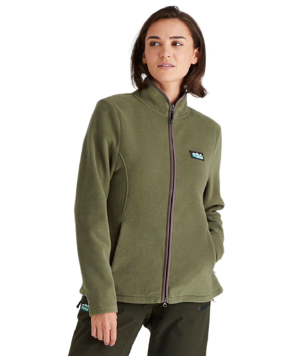 Ivy Green Coloured Ridgeline Womens Brenna Fleece Jacket on white background 