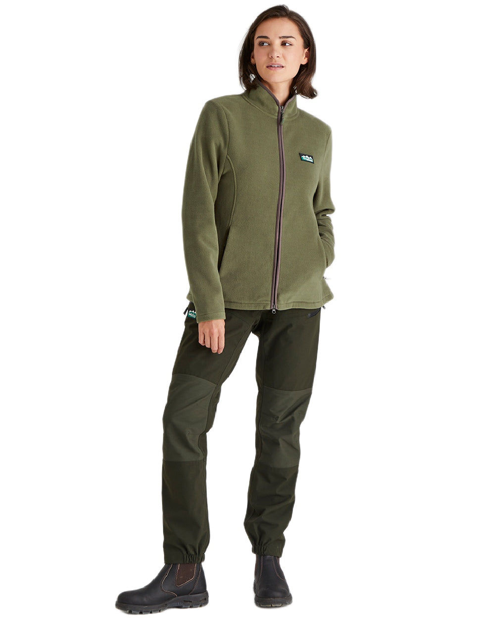 Ivy Green Coloured Ridgeline Womens Brenna Fleece Jacket on white background 