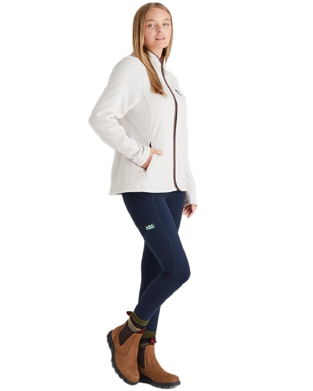 Stone Coloured Ridgeline Womens Brenna Fleece Jacket on white background 