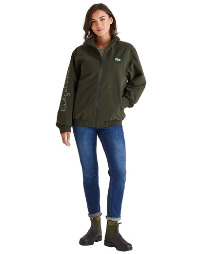 Deep Forest Coloured Ridgeline Womens Brumby Yard Jacket on white background 