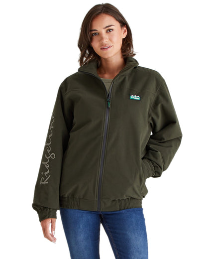 Deep Forest Coloured Ridgeline Womens Brumby Yard Jacket on white background 