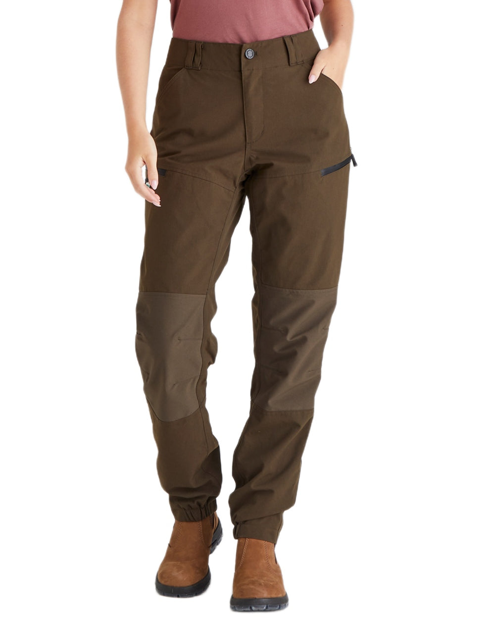Bark coloured Ridgeline Womens Cambrian Trousers on white background 