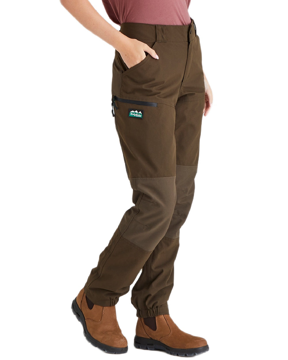 Bark coloured Ridgeline Womens Cambrian Trousers on white background 
