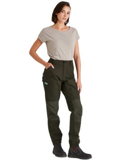 Deep Forest coloured Ridgeline Womens Cambrian Trousers on white background 