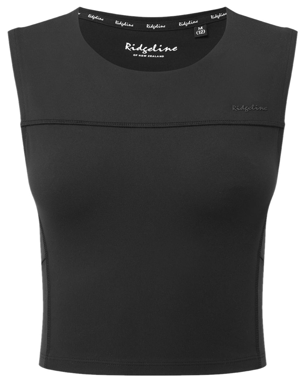 Black Coloured Ridgeline Womens Infinity Crop Top on white background 