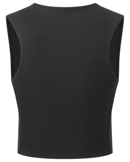 Black Coloured Ridgeline Womens Infinity Crop Top on white background 