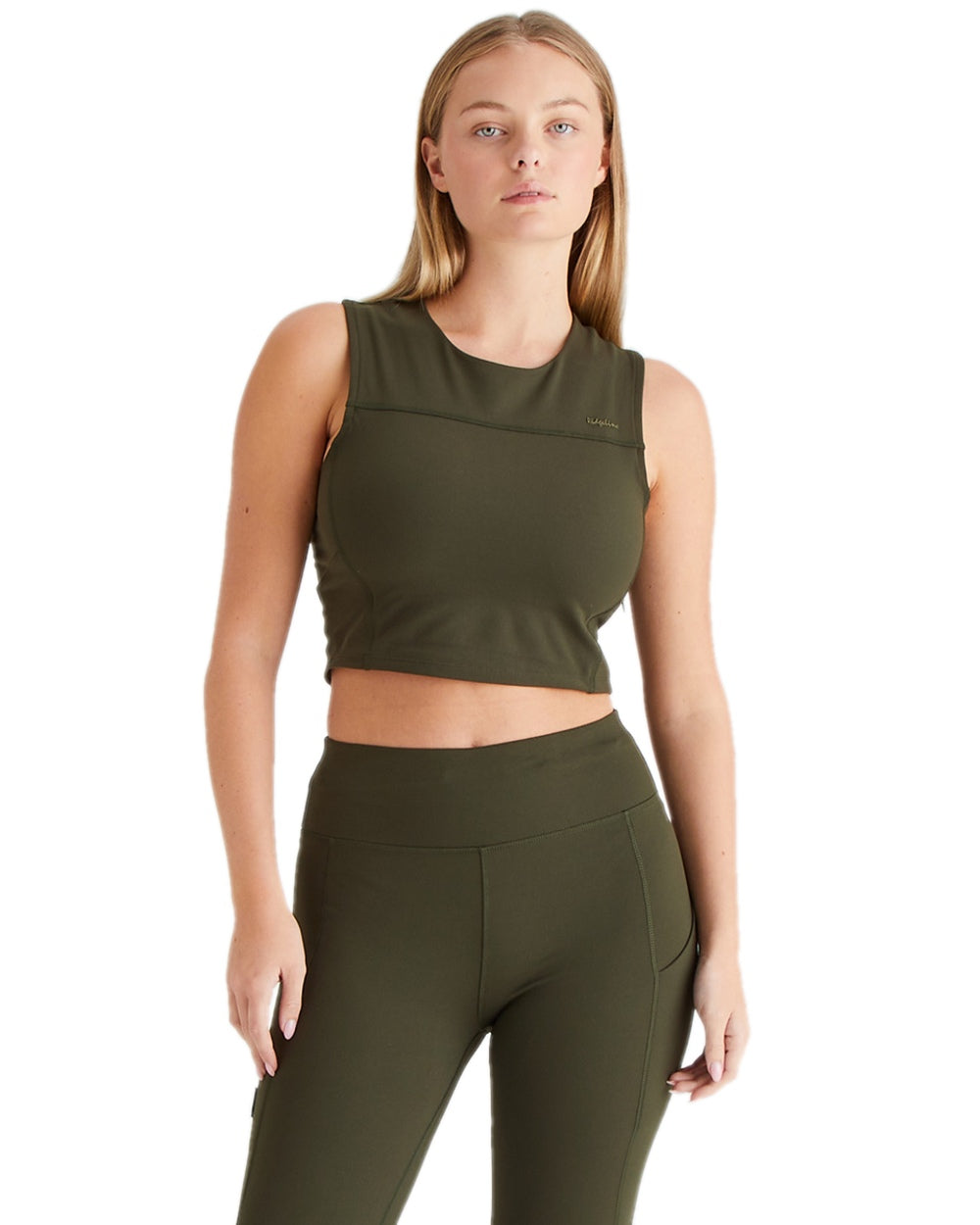 Deep Forest Coloured Ridgeline Womens Infinity Crop Top on white background 