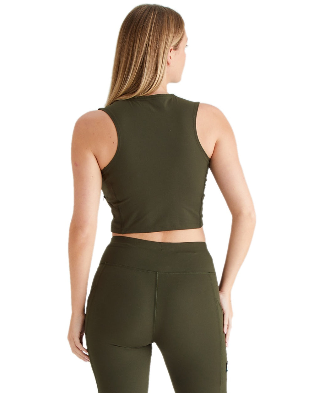 Deep Forest Coloured Ridgeline Womens Infinity Crop Top on white background 