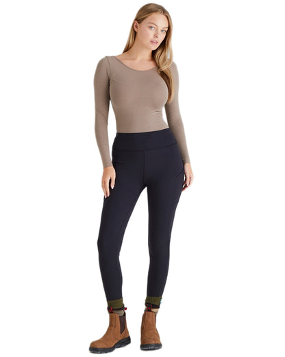 Black coloured Ridgeline Womens Infinity Leggings on white background 