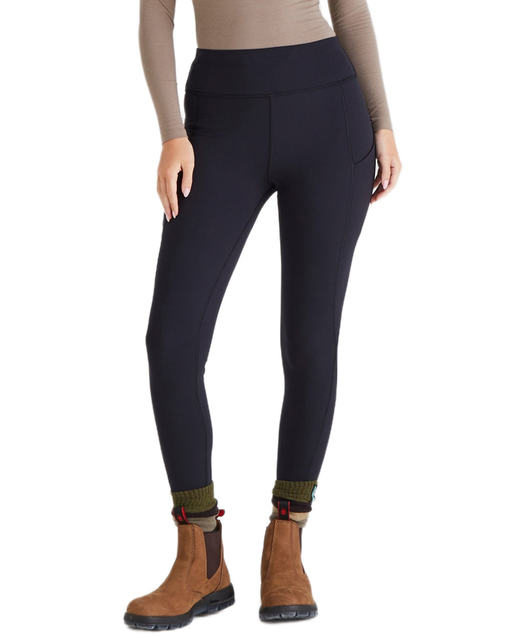 Black coloured Ridgeline Womens Infinity Leggings on white background 