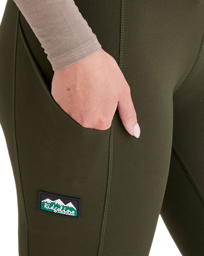 Deep Forest coloured Ridgeline Womens Infinity Leggings on white background 