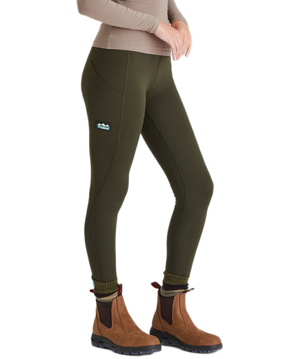 Deep Forest coloured Ridgeline Womens Infinity Leggings on white background 