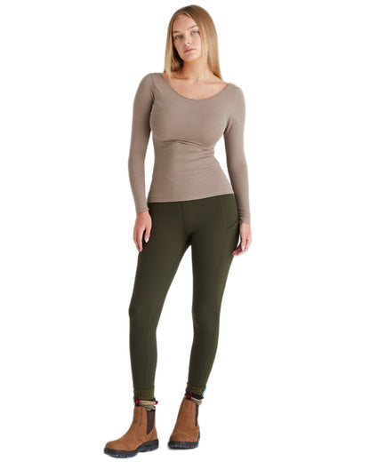 Deep Forest coloured Ridgeline Womens Infinity Leggings on white background 