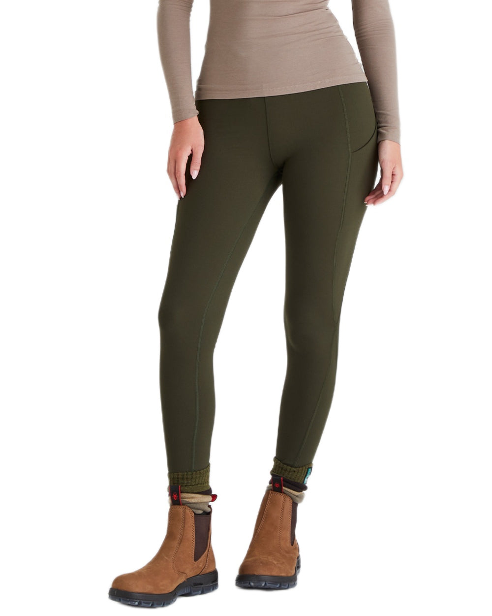Deep Forest coloured Ridgeline Womens Infinity Leggings on white background 
