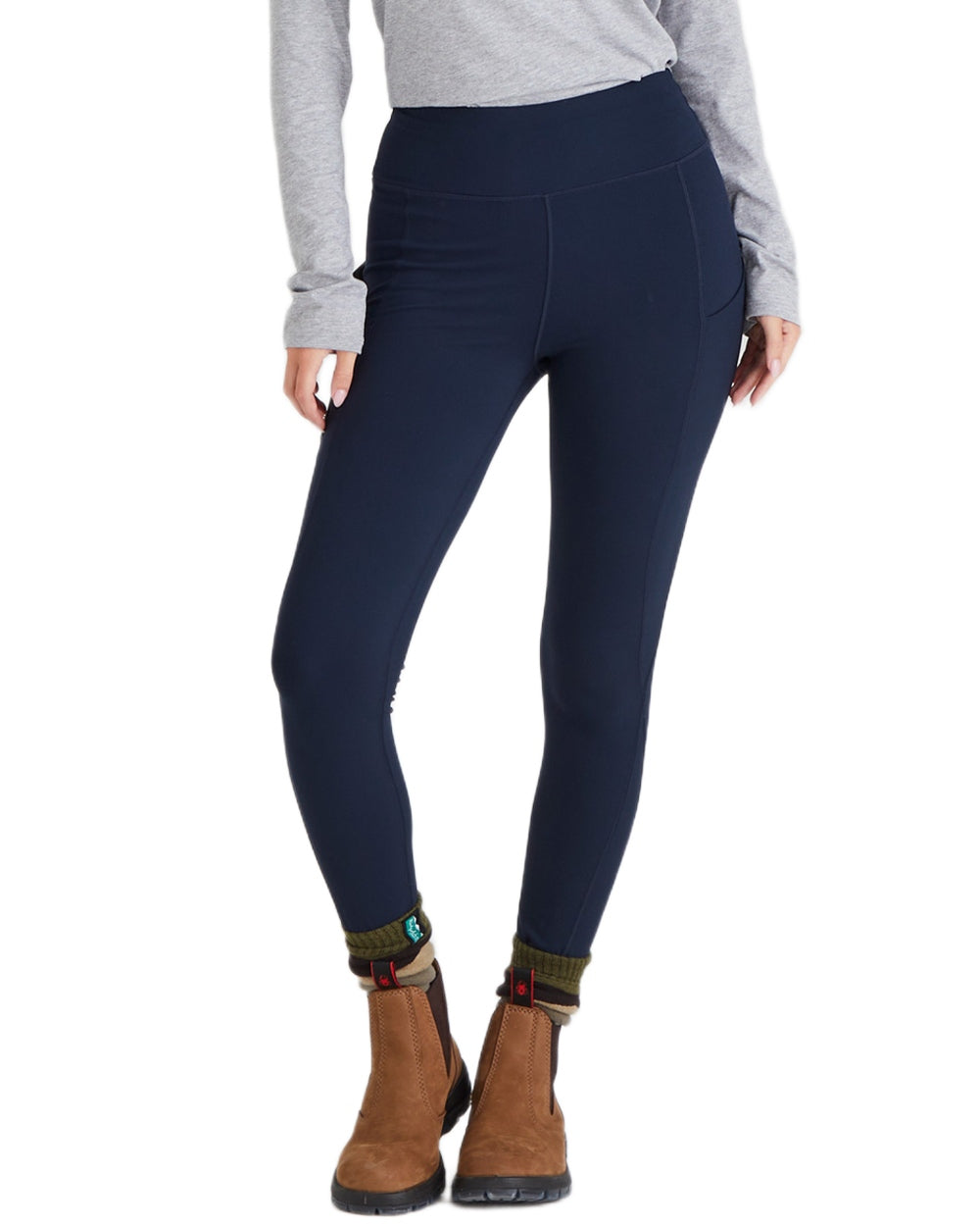 Navy coloured Ridgeline Womens Infinity Leggings on white background 