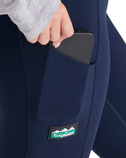 Navy coloured Ridgeline Womens Infinity Leggings on white background 