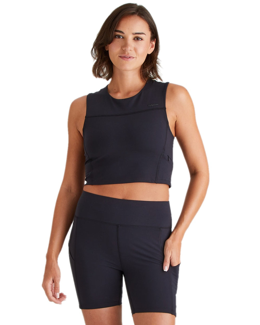 Black Coloured Ridgeline Womens Infinity Shorts on white background 