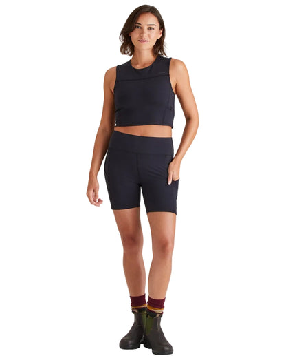 Black Coloured Ridgeline Womens Infinity Shorts on white background 