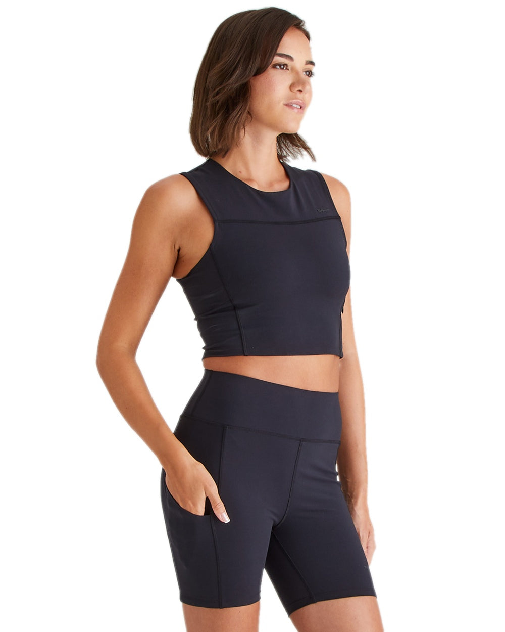 Black Coloured Ridgeline Womens Infinity Shorts on white background 