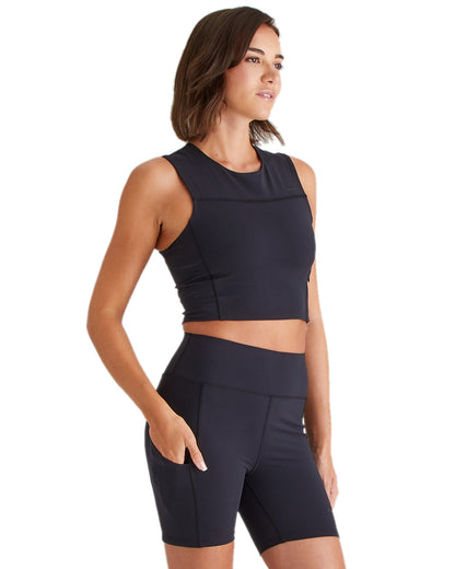 Black Coloured Ridgeline Womens Infinity Shorts on white background 