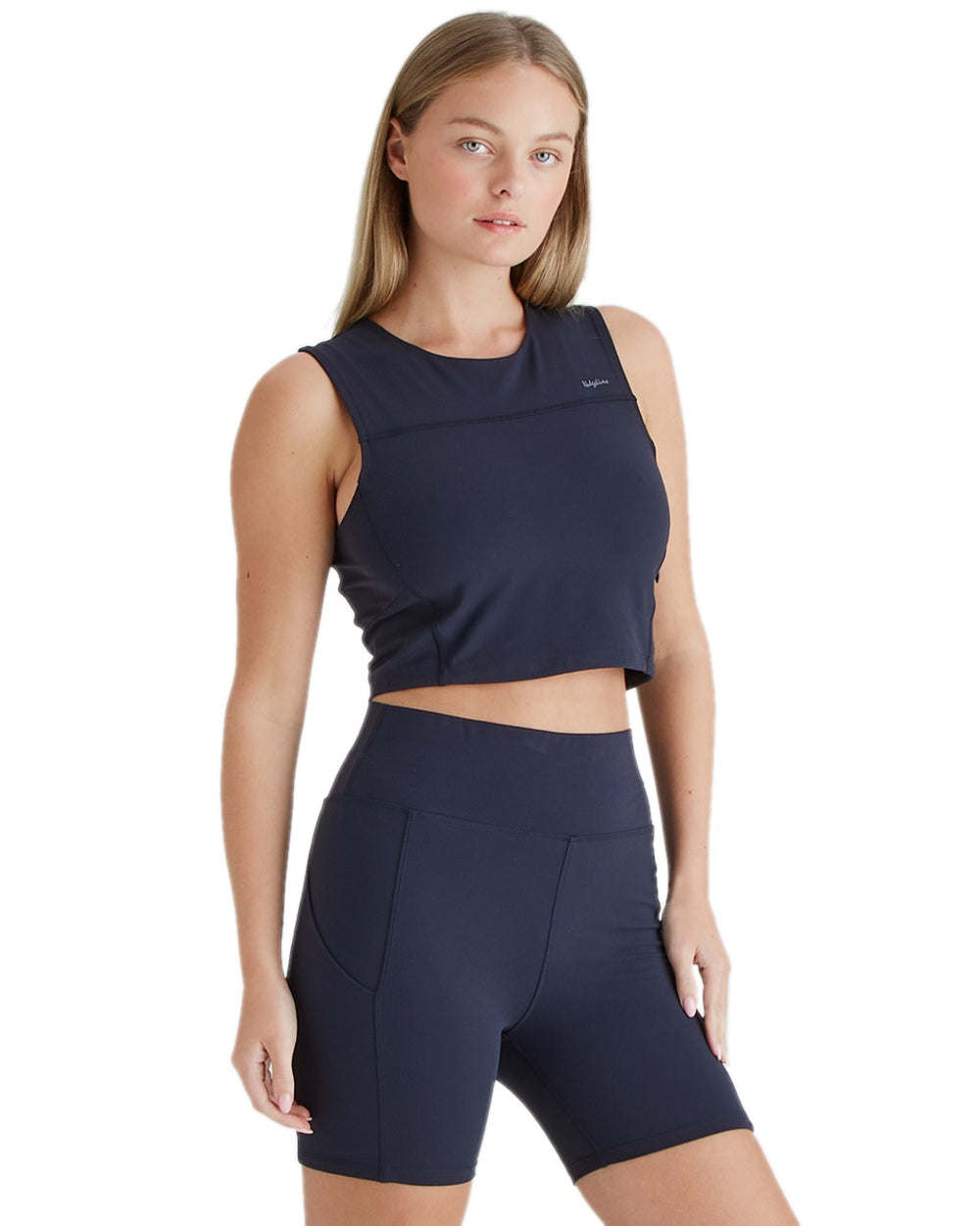 Navy Coloured Ridgeline Womens Infinity Shorts on white background 