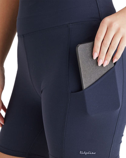 Navy Coloured Ridgeline Womens Infinity Shorts on white background 