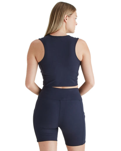 Navy Coloured Ridgeline Womens Infinity Shorts on white background 