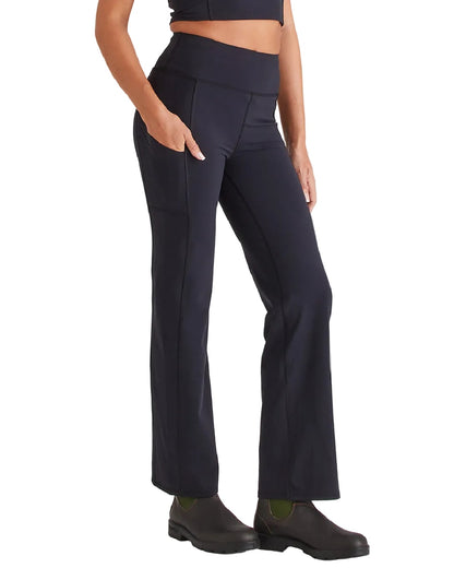 Black Coloured Ridgeline Womens Infinity Straight Leg Leggings on white background 