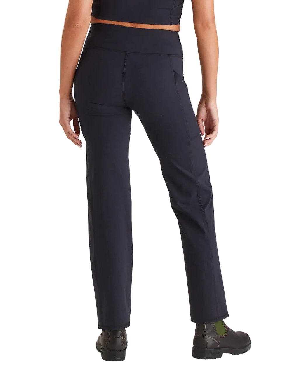 Black Coloured Ridgeline Womens Infinity Straight Leg Leggings on white background 
