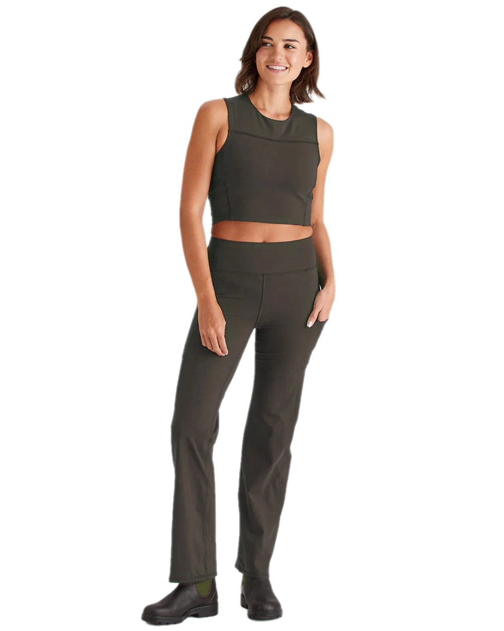 Deep Forest Coloured Ridgeline Womens Infinity Straight Leg Leggings on white background 