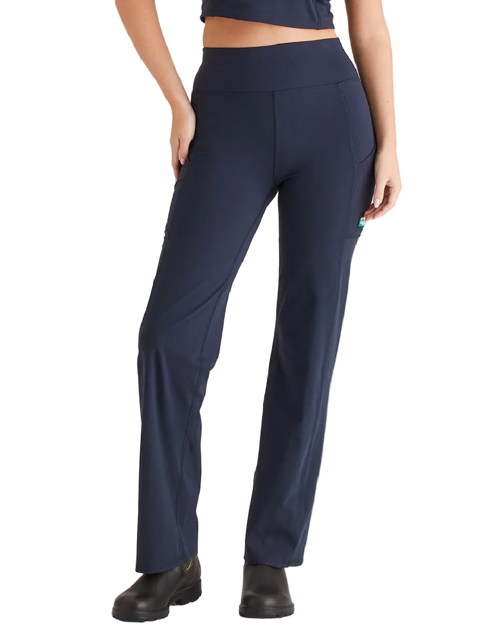 Navy Coloured Ridgeline Womens Infinity Straight Leg Leggings on white background 