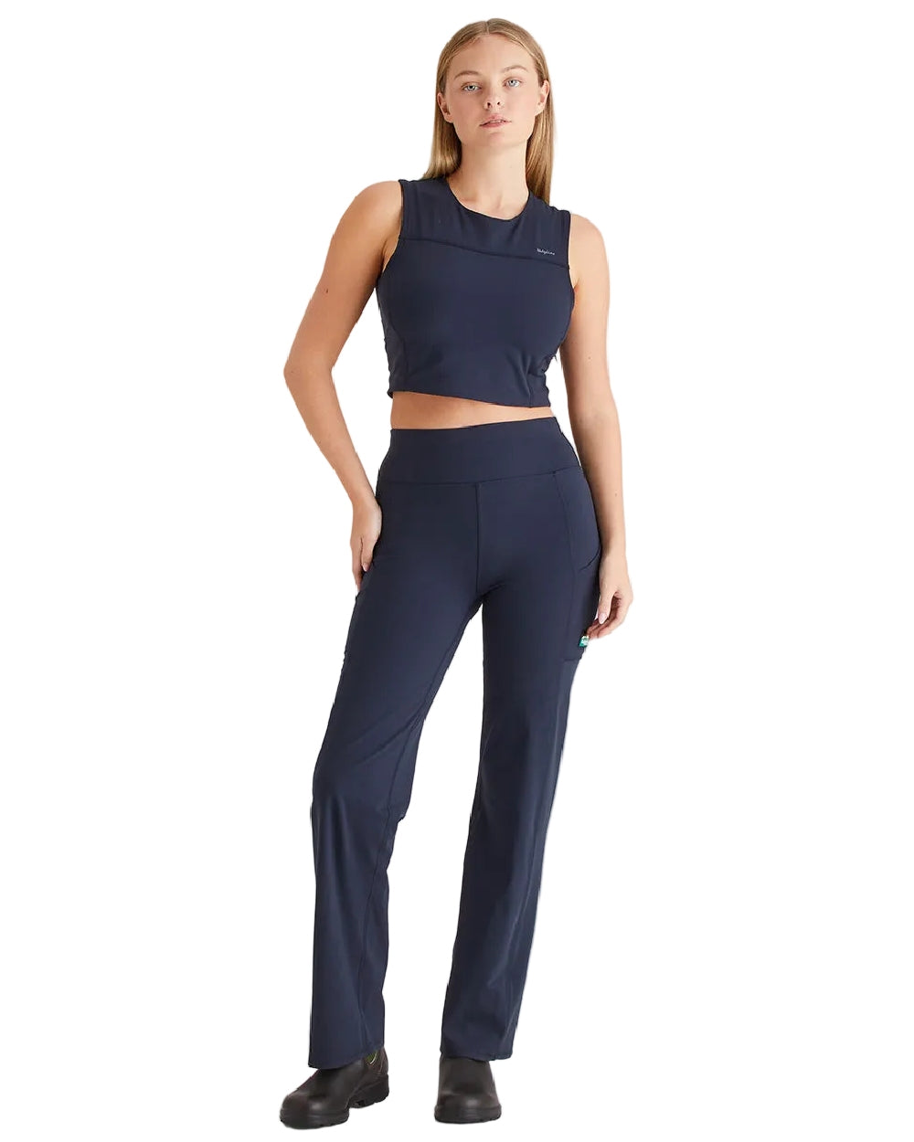 Navy Coloured Ridgeline Womens Infinity Straight Leg Leggings on white background 