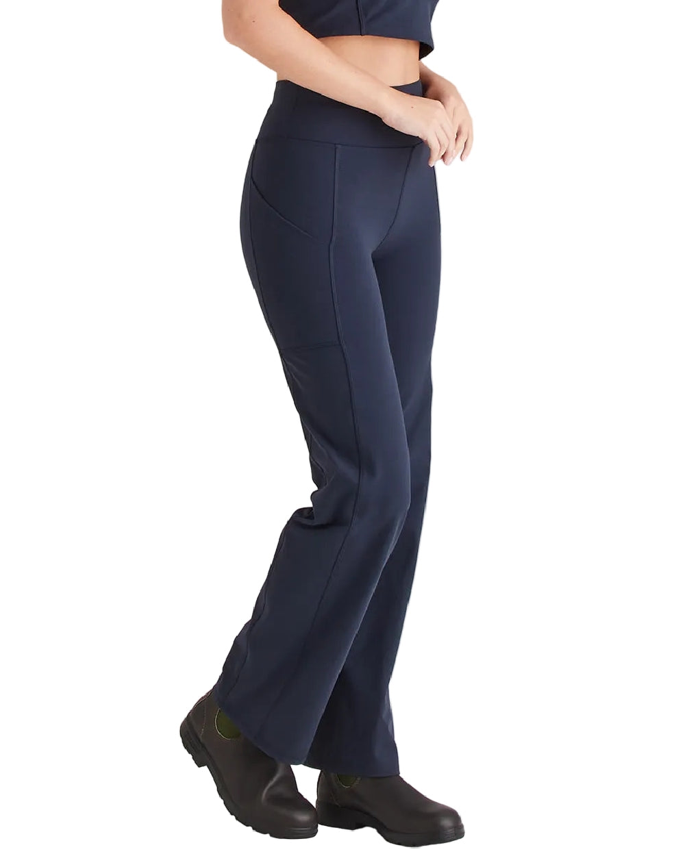Navy Coloured Ridgeline Womens Infinity Straight Leg Leggings on white background 