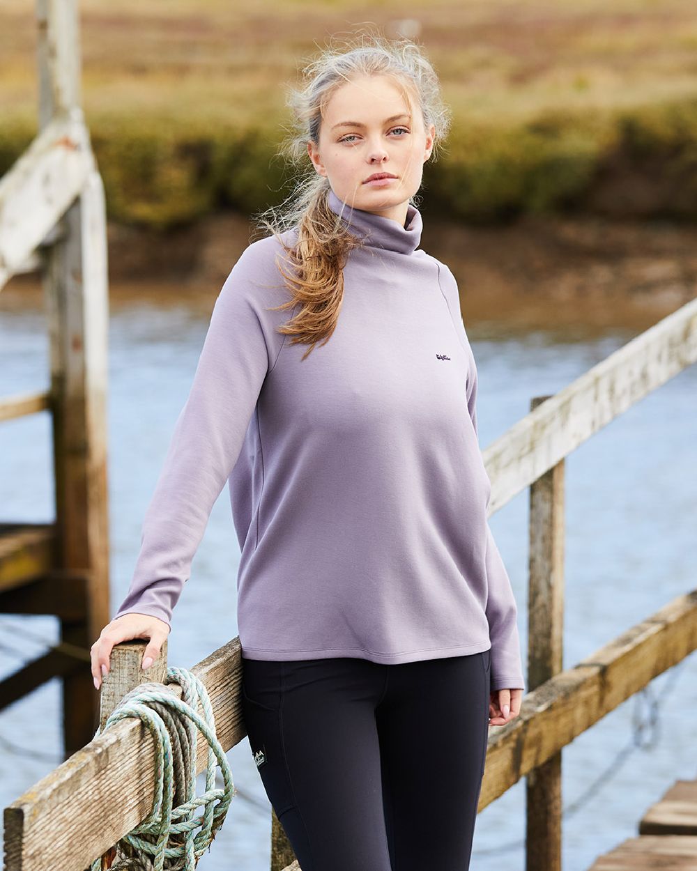 Lilac Coloured Ridgeline Womens Kelmarsh Top on outdoor background 