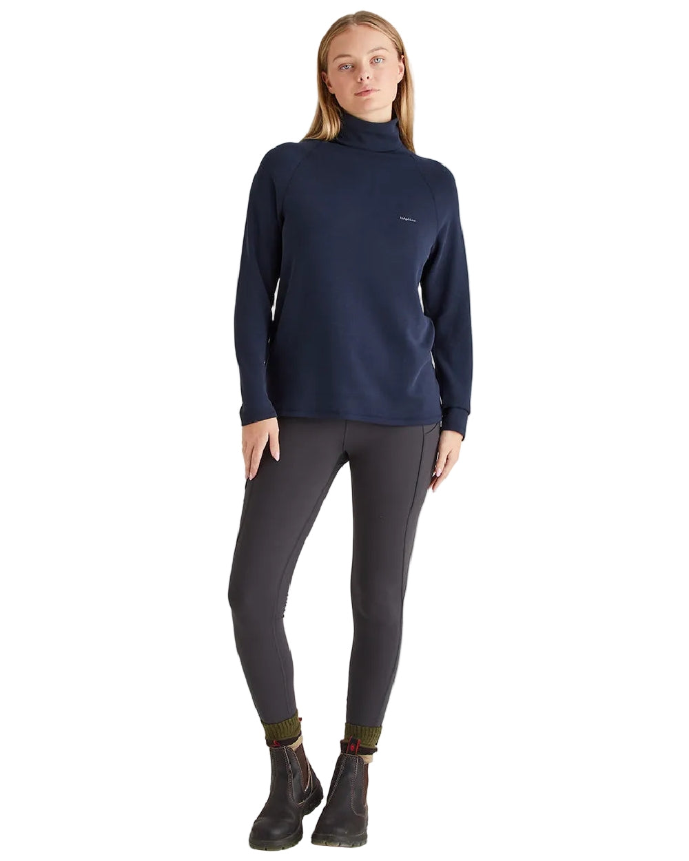 Navy Coloured Ridgeline Womens Kelmarsh Top on white background 