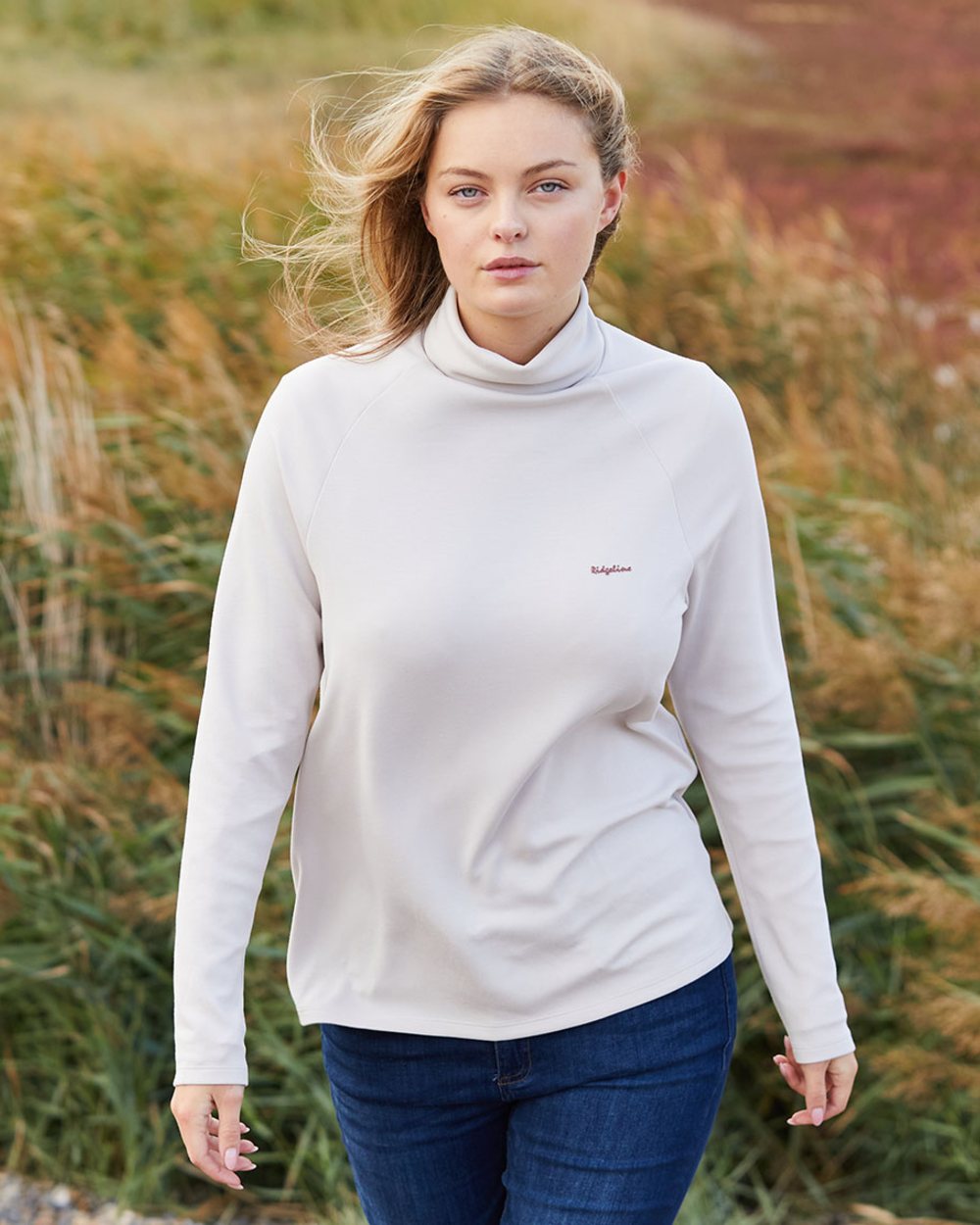 Stone Coloured Ridgeline Womens Kelmarsh Top on outdoor background 