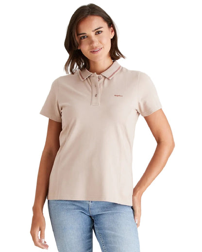 Blush Coloured Ridgeline Womens Kilworth Polo Shirt on white background 