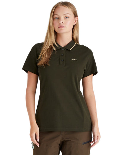 Deep Forest coloured Ridgeline Womens Kilworth Polo Shirt on white background 