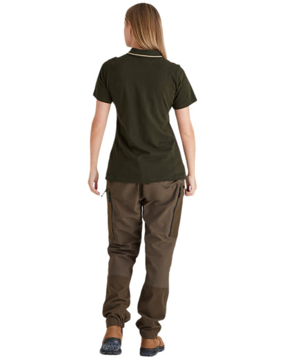 Deep Forest coloured Ridgeline Womens Kilworth Polo Shirt on white background 