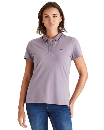 Lilac Coloured Ridgeline Womens Kilworth Polo Shirt on white background 