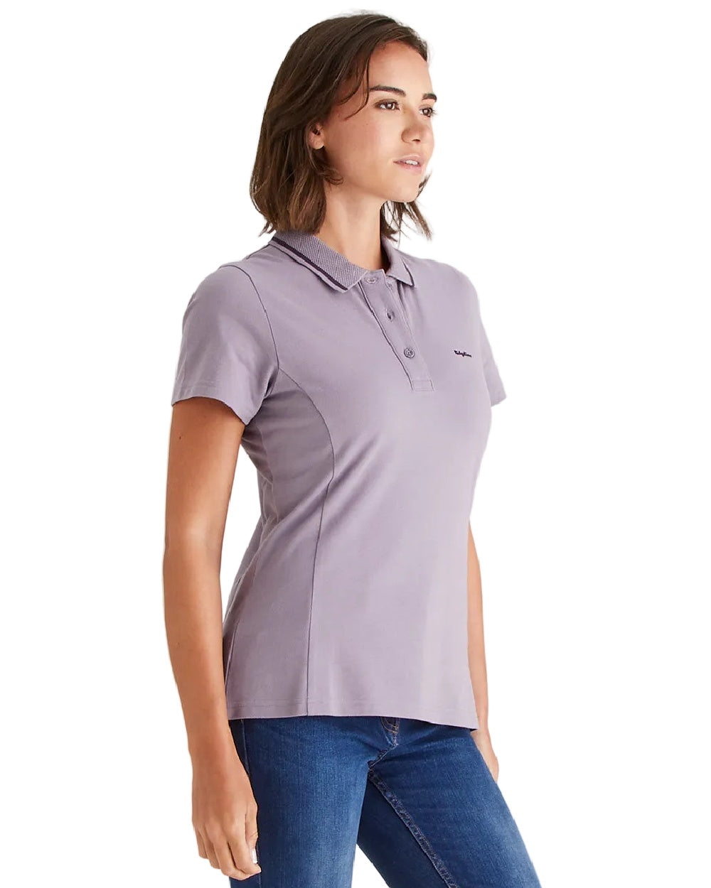 Lilac Coloured Ridgeline Womens Kilworth Polo Shirt on white background 