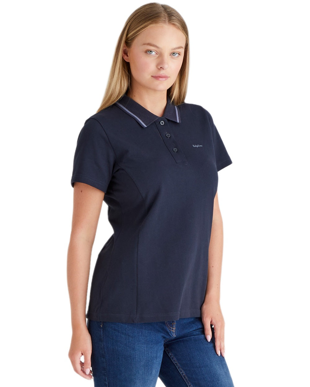 Navy coloured Ridgeline Womens Kilworth Polo Shirt on white background 