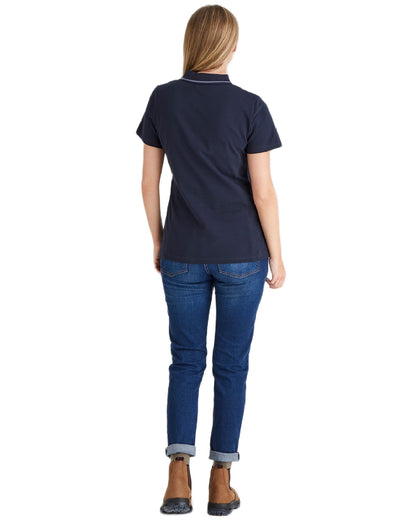 Navy coloured Ridgeline Womens Kilworth Polo Shirt on white background 